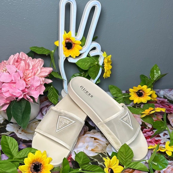 GUESS Women's Beige Slide Sandals - Picture 4 of 14